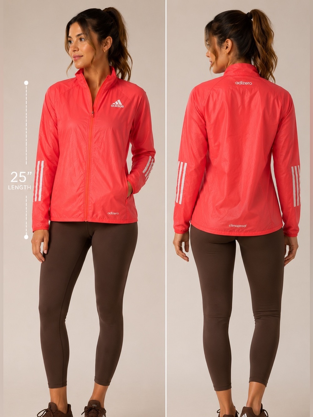 Adidas Adizero Climaproof Running Jacket Neon Coral Pink Size Small
